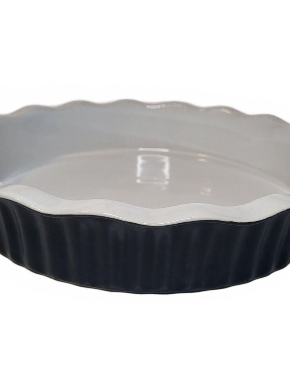 Bialetti Casa Italia 9" Stoneware Quiche Tart Pie Baking Dish Black White